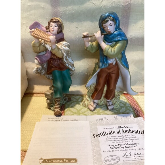 Song of Peace Musician & Song of Joy Figures Thomas Kinkade Hawthorne Nativity - Picture 1 of 13